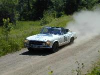 The Brodericks' Mercedes runs second in the Classic category, seen here in the White Earth forest.