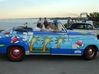 The Penguin Car also features Flying Fishes and palm trees.